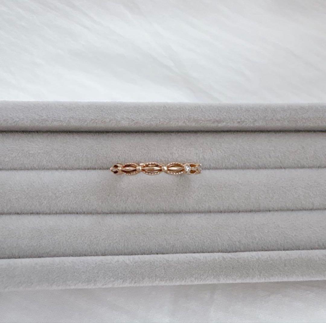 agete アガット ピンキーリング ドレスリング K10 内径約14mm