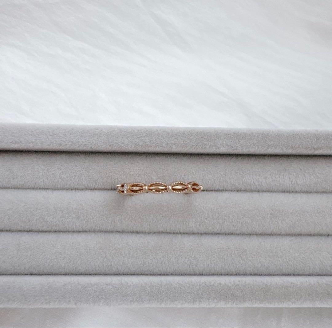 agete アガット ピンキーリング ドレスリング K10 内径約14mm