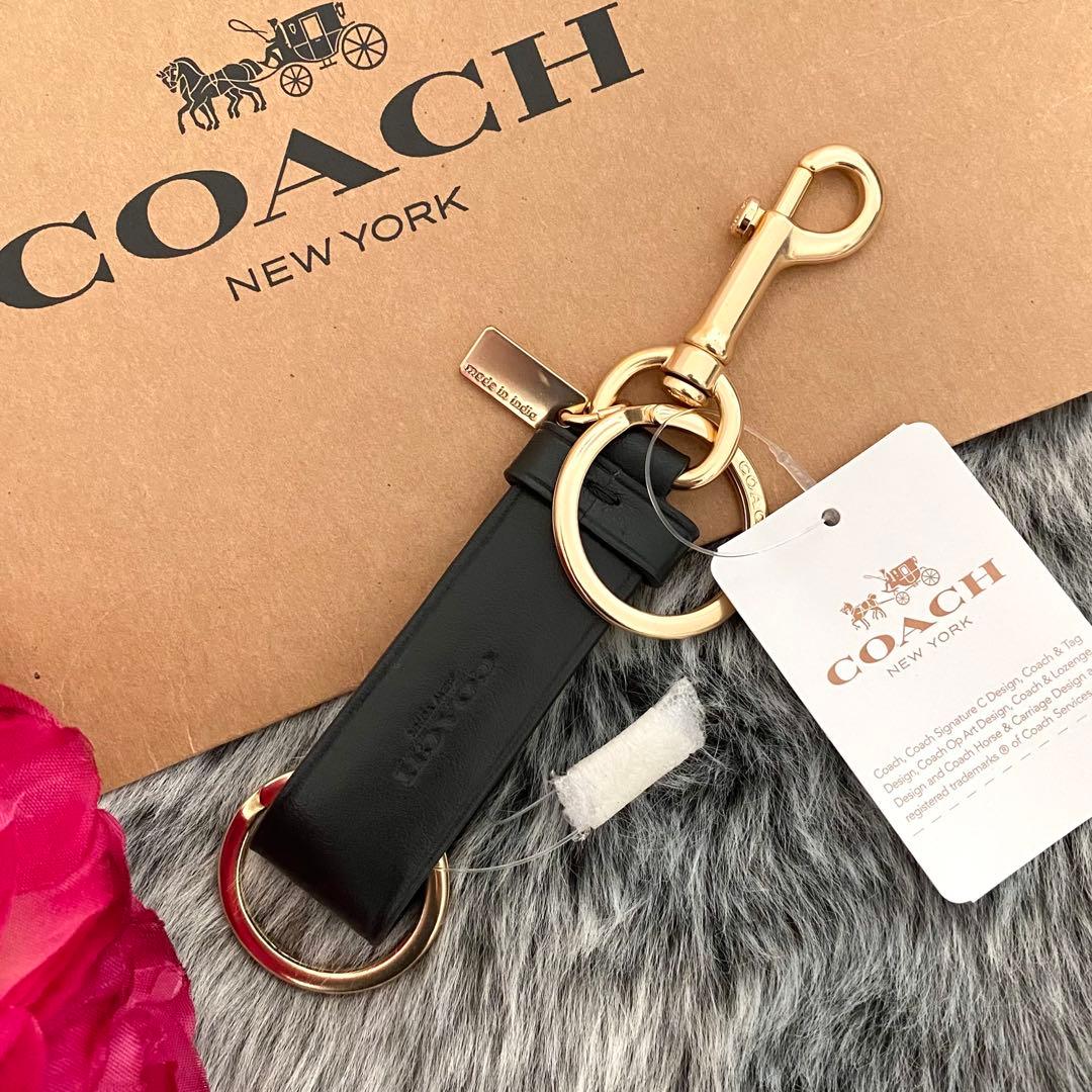 新品☆COACH コーチ バッグチャーム トリガースナップ キーリング レザー