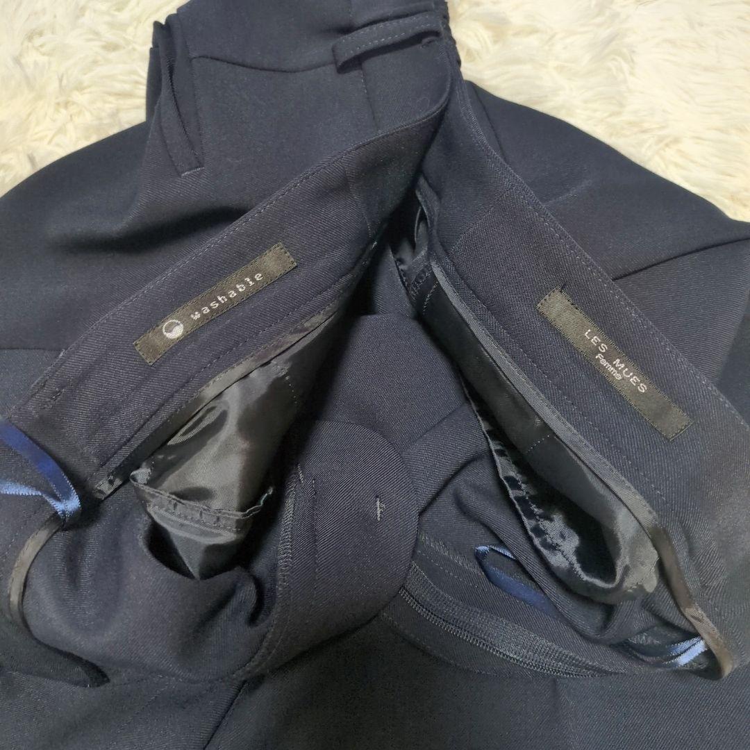 LES MUES Oggiコラボ ノーカラージャケット 　パンツスーツ　紺色