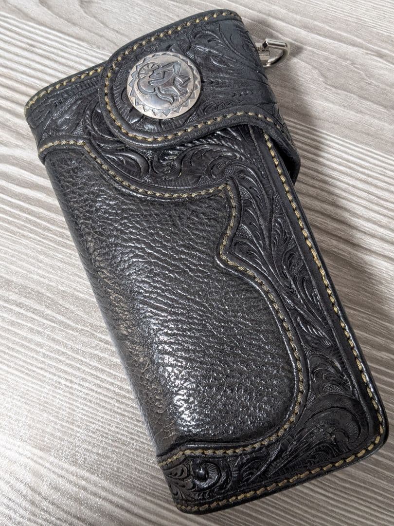 SAAD サード　カービングロングウォレット　バファロースキン牛本革　ライダース