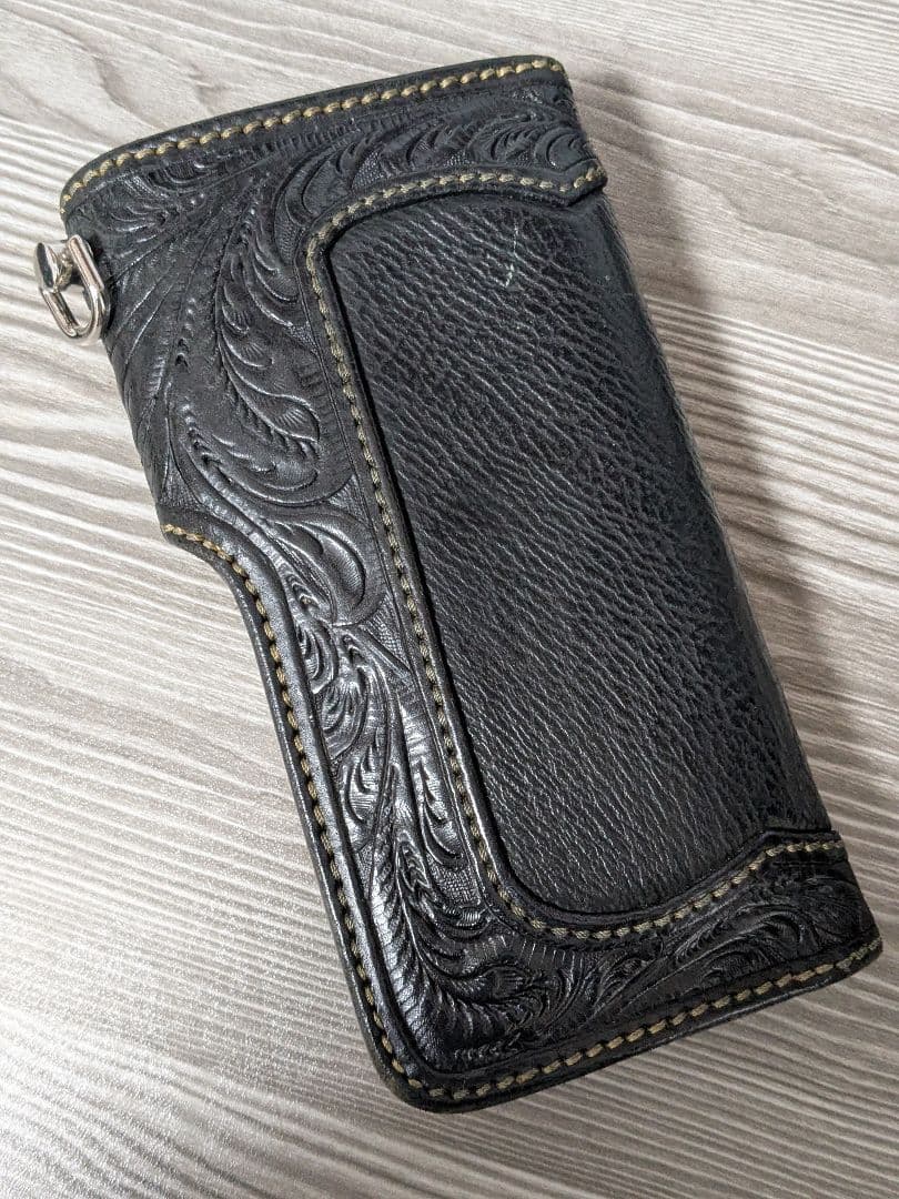 SAAD サード　カービングロングウォレット　バファロースキン牛本革　ライダース