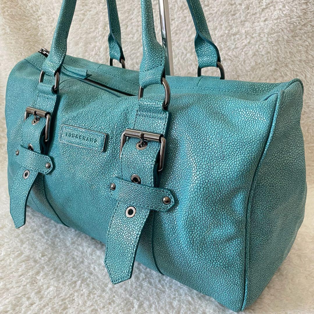 LONGCHAMP ボストンバッグ ケイトモス コラボ グリーン系