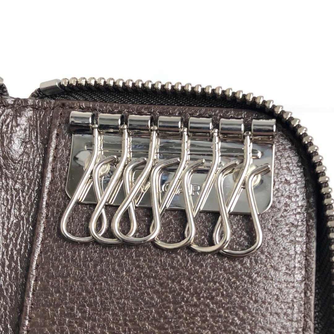 【ほぼ未使用】BVLGARI ブルガリ 6連キーケース ロゴマニア 男女兼用 茶