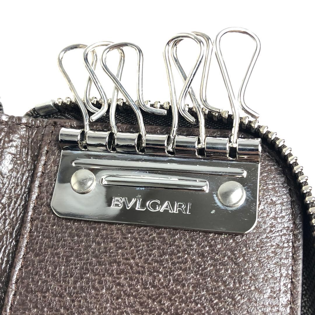 【ほぼ未使用】BVLGARI ブルガリ 6連キーケース ロゴマニア 男女兼用 茶