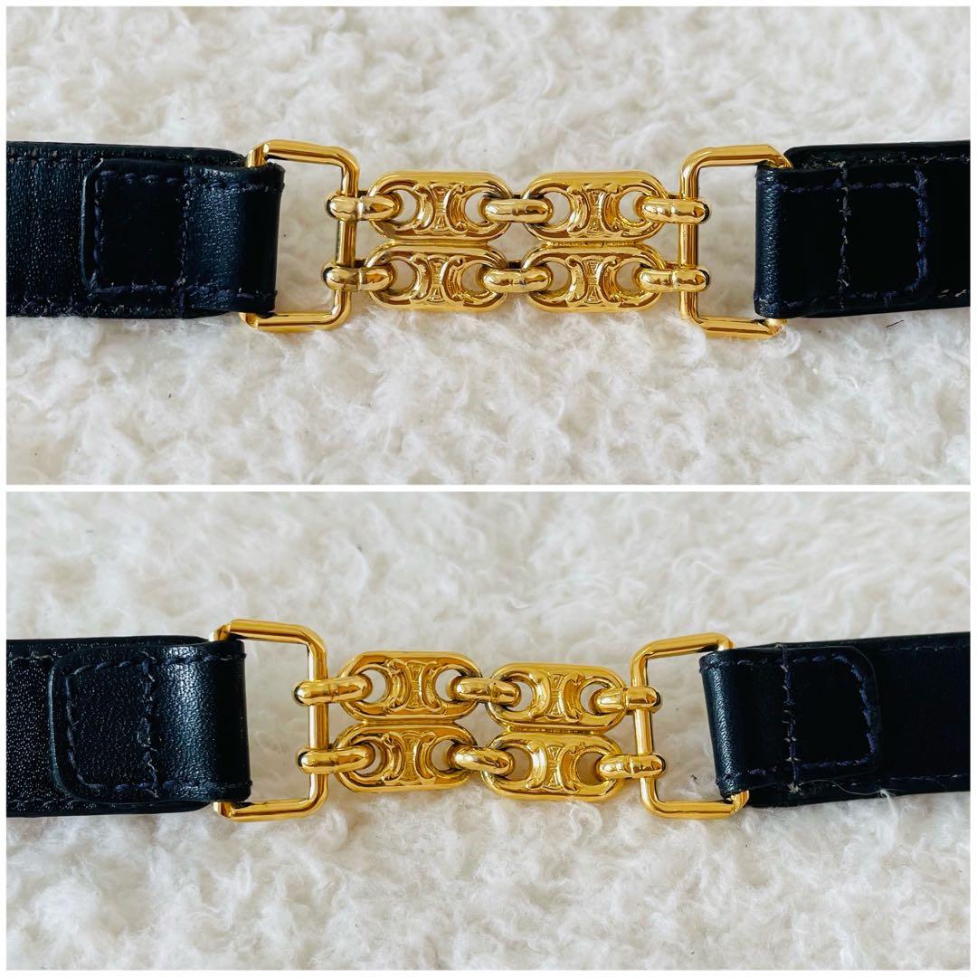 CELINE ベルト 65 セリーヌ 黒 ゴールド レディース レザーベルト