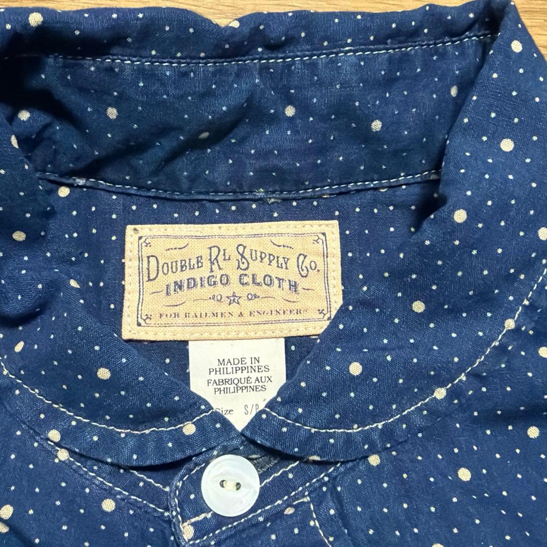 ダブルアールエル　インディゴ　ドットシャツ　S