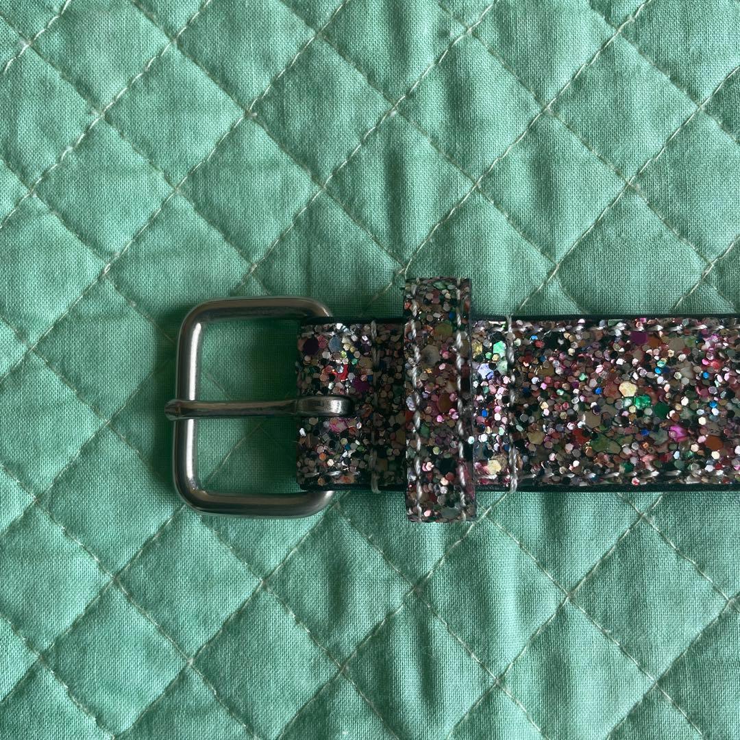 【美品】トリココムデギャルソン ベルト グリッター マルチカラー