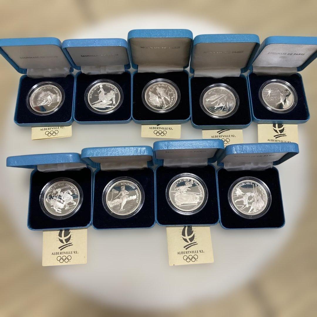 ま*読様 1992年　アルベールビルオリンピック　記念銀貨　全9種目　コンプリー