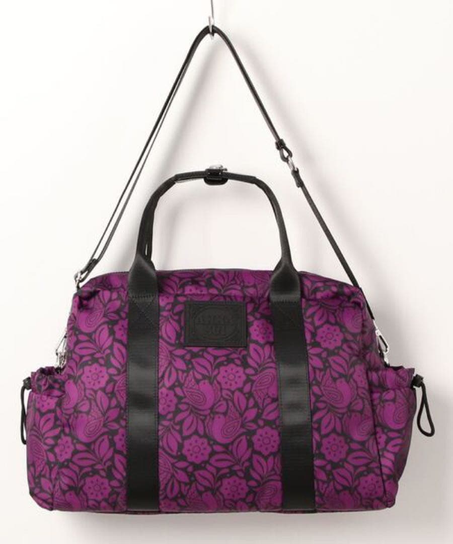 【新品未使用】アナスイ バッグ 2wayバッグ 紫 パープル 花柄ボストンバッグ