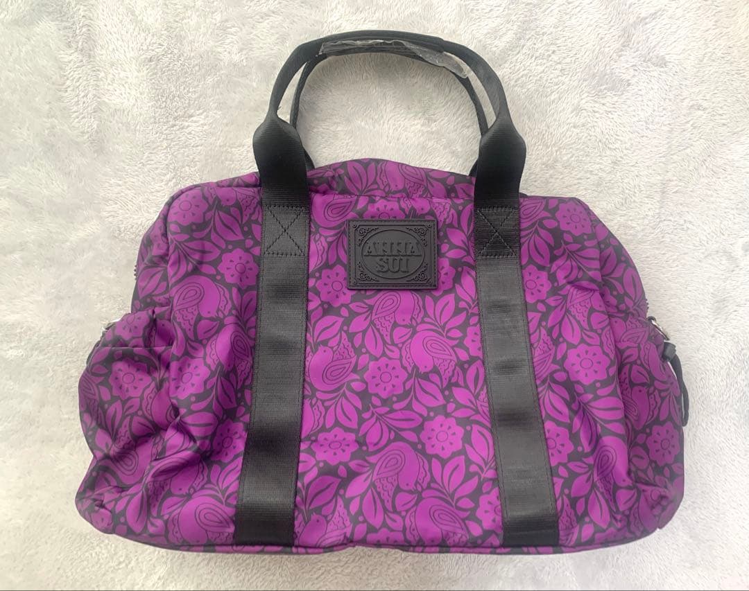 【新品未使用】アナスイ バッグ 2wayバッグ 紫 パープル 花柄ボストンバッグ