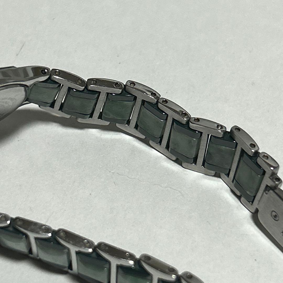 稼働 モンテキング Montre King 18KWG 翡翠 4Pダイヤ 腕時計