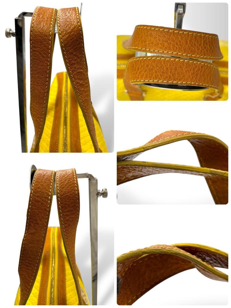 【美品】トリーバーチ　ボストン型トートバッグ　キルティング　ロゴ金具　黄色大容量