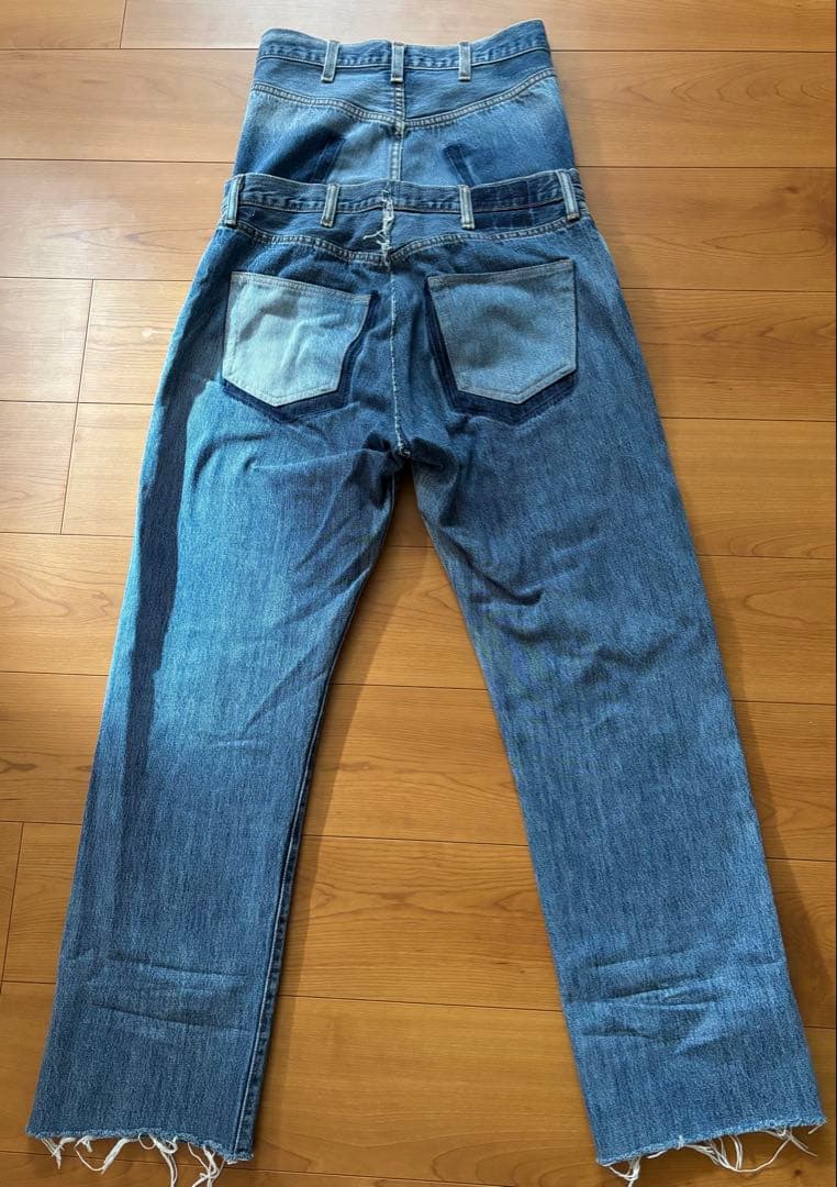 QUIITO キート リメイクデニム ダブルウエスト ヴィンテージ　ハイウエスト