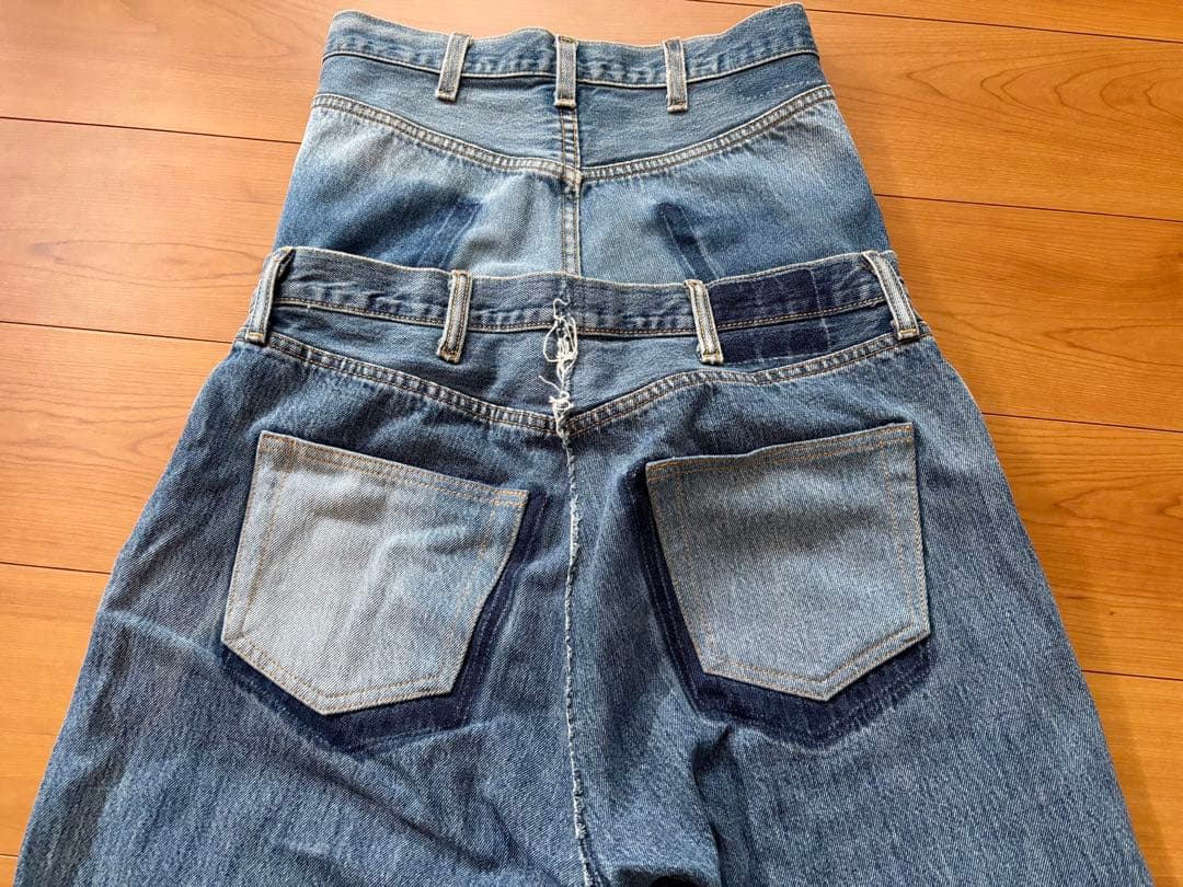 QUIITO キート リメイクデニム ダブルウエスト ヴィンテージ　ハイウエスト