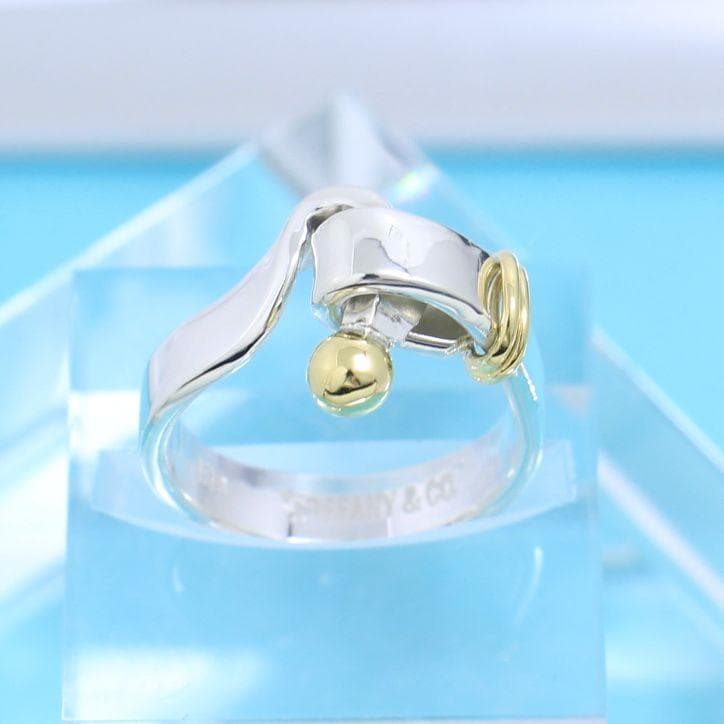 ティファニー　TIFFANY　8号　フック＆アイ リング　良品　128　縦