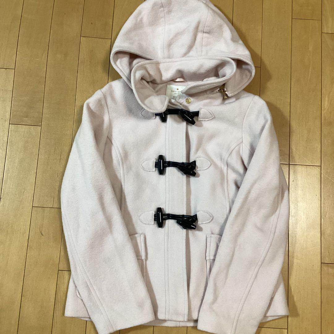 ケイトスペード ダッフルコート 160cm くすみピンク フーディ