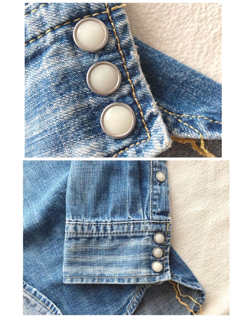 レミレリーフ　スタッズ　ヴィンテージ加工　デニム・ウエスタンシャツ　XL 美品