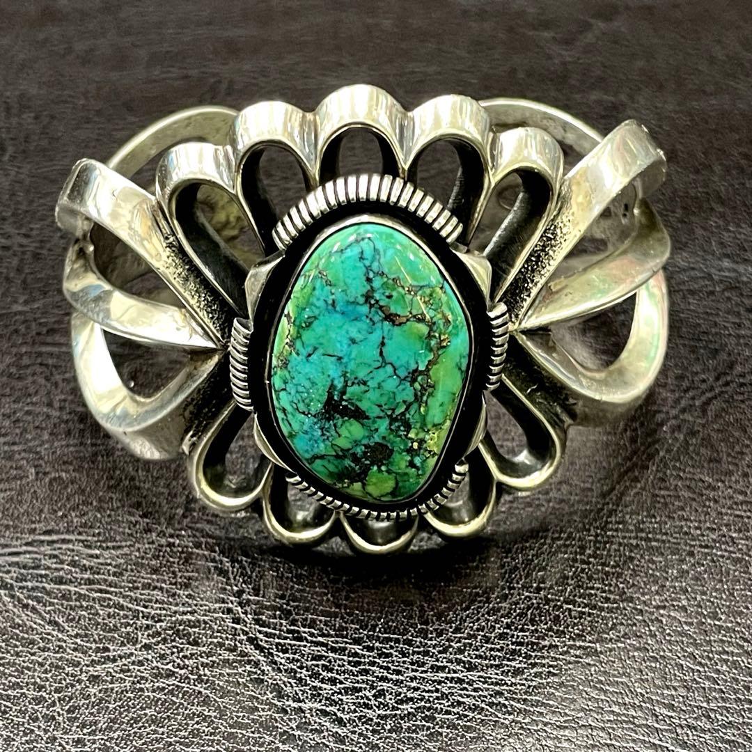 ナバホ族 アーロンアンダーソン ターコイズ SILVERバングル