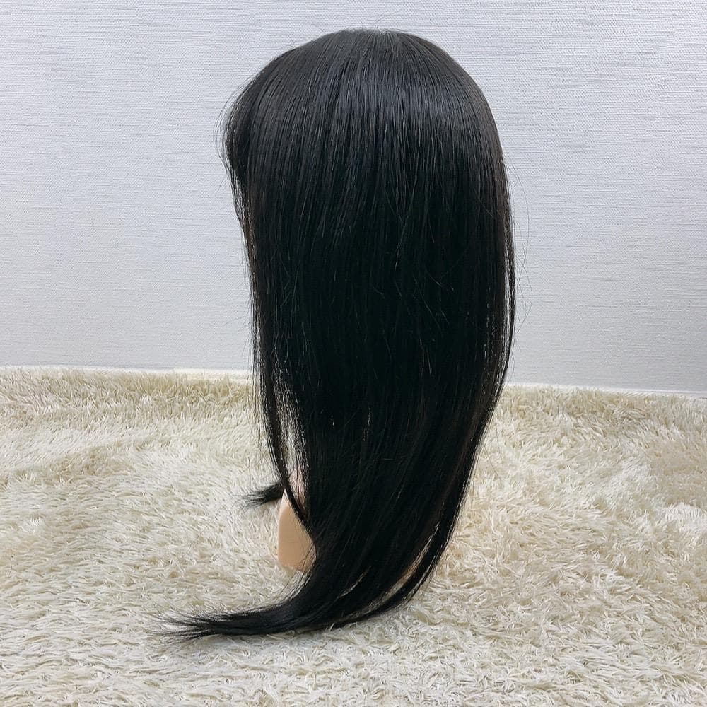 人毛100% フルウィッグ 医療用 ロングストレート 黒髪 ブラック 60cm