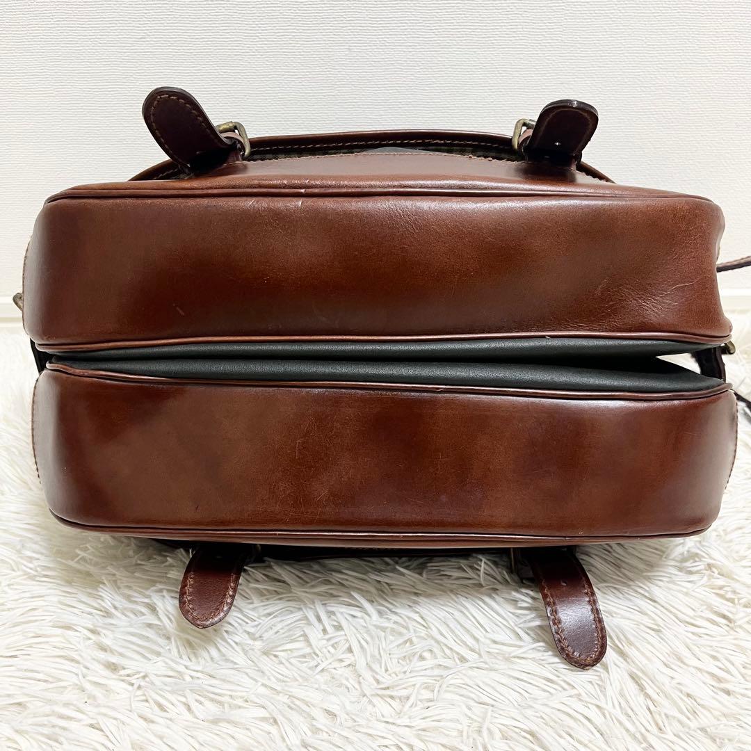 ポロラルフローレン ショルダーバッグ レザー ヴィンテージ 茶色 2層式 棒 鞄