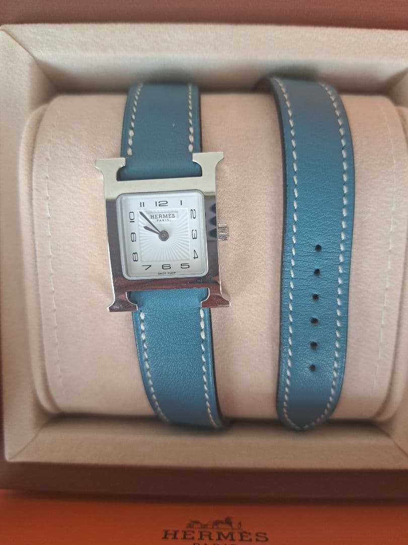 エルメス Hウオッチ　PM　ドゥブルトゥール 替えベルト付き