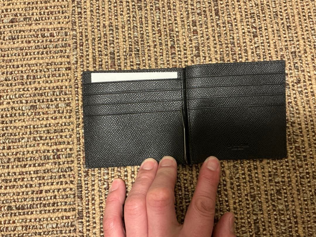 coach ブラックレザー マネークリップ 二つ折り