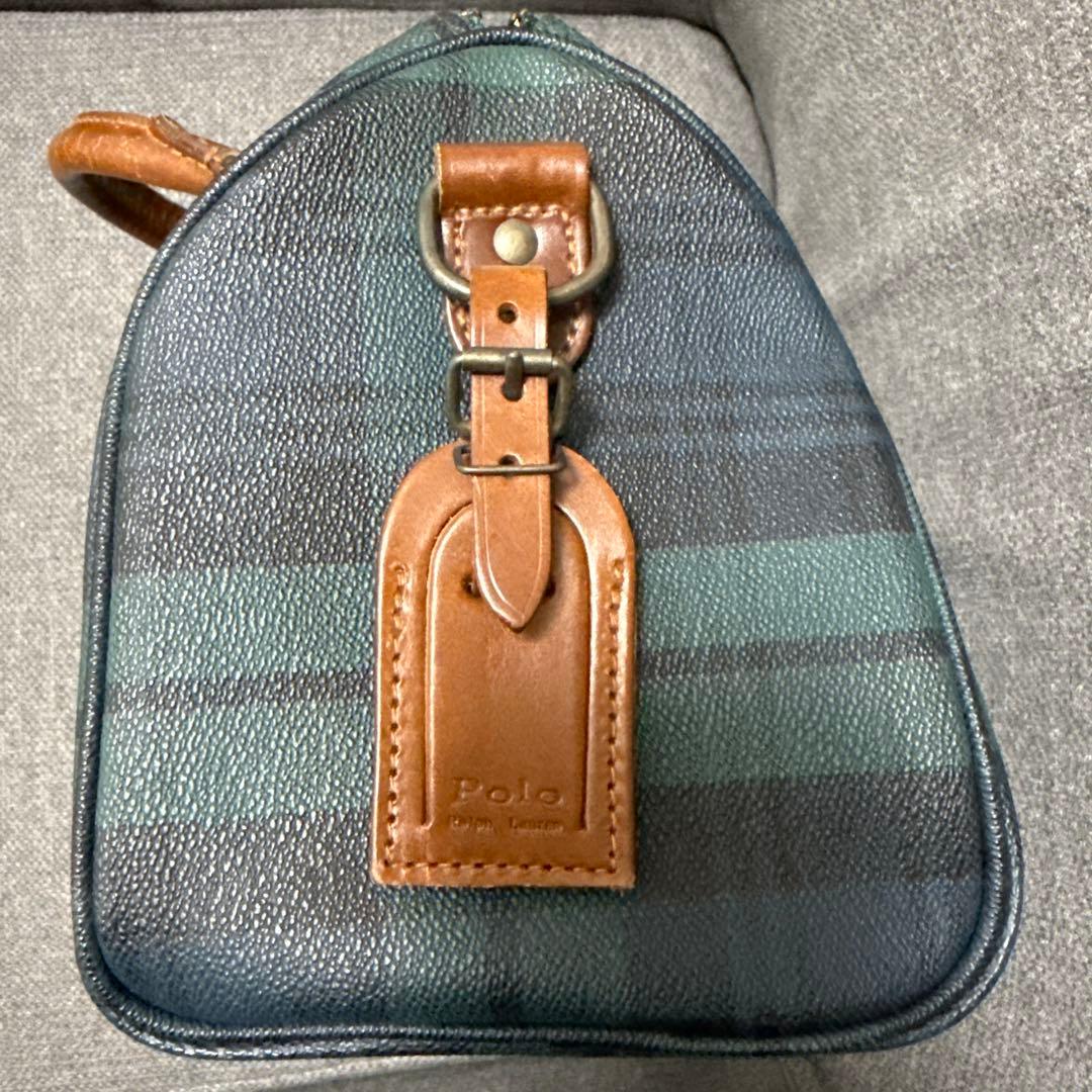 ポロ・ラルフローレン ボストンバッグ グリーンチェック柄