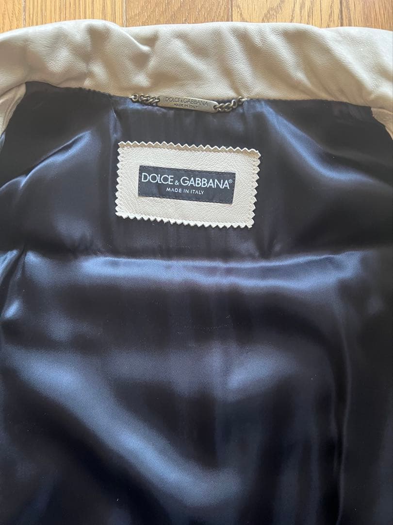 Dolce & Gabbana レザーダウンライダースライトグレージュ48