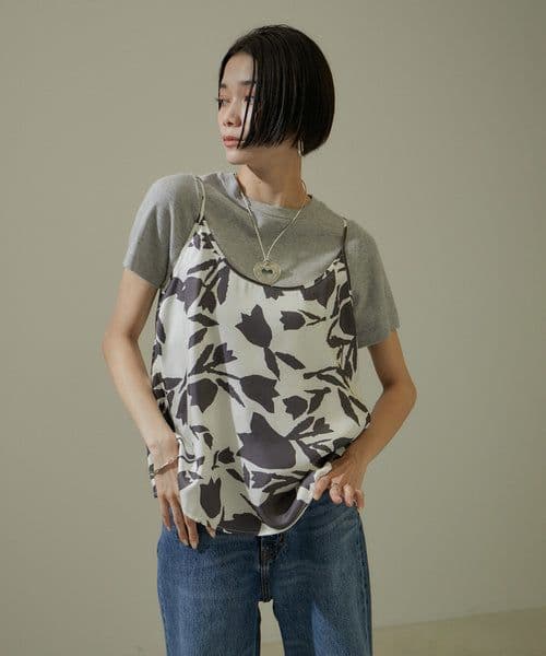 バナナタイム 花柄 キャミソール シルク100% Sサイズ オシャレ 極美品