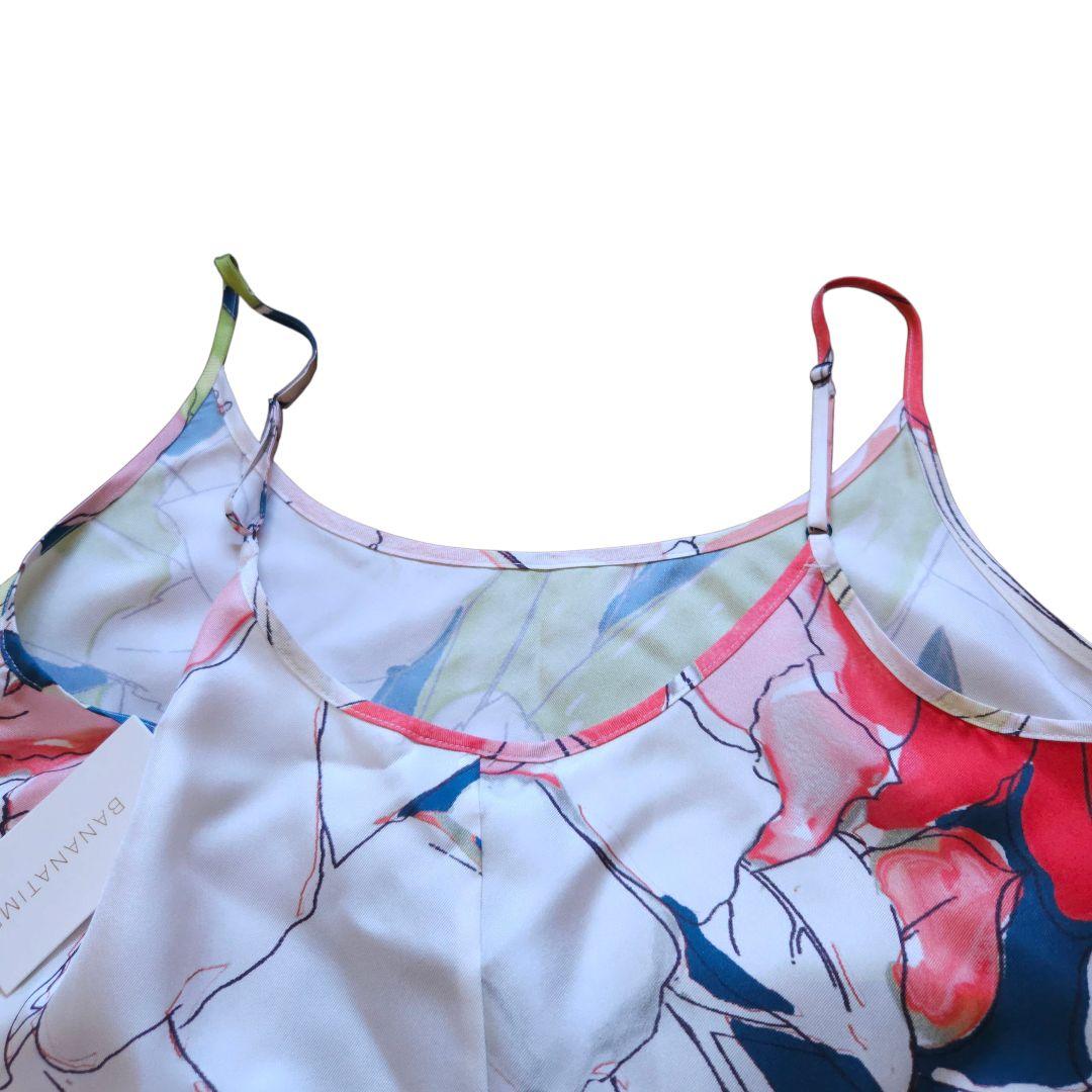 バナナタイム 花柄 キャミソール シルク100% Sサイズ オシャレ 極美品