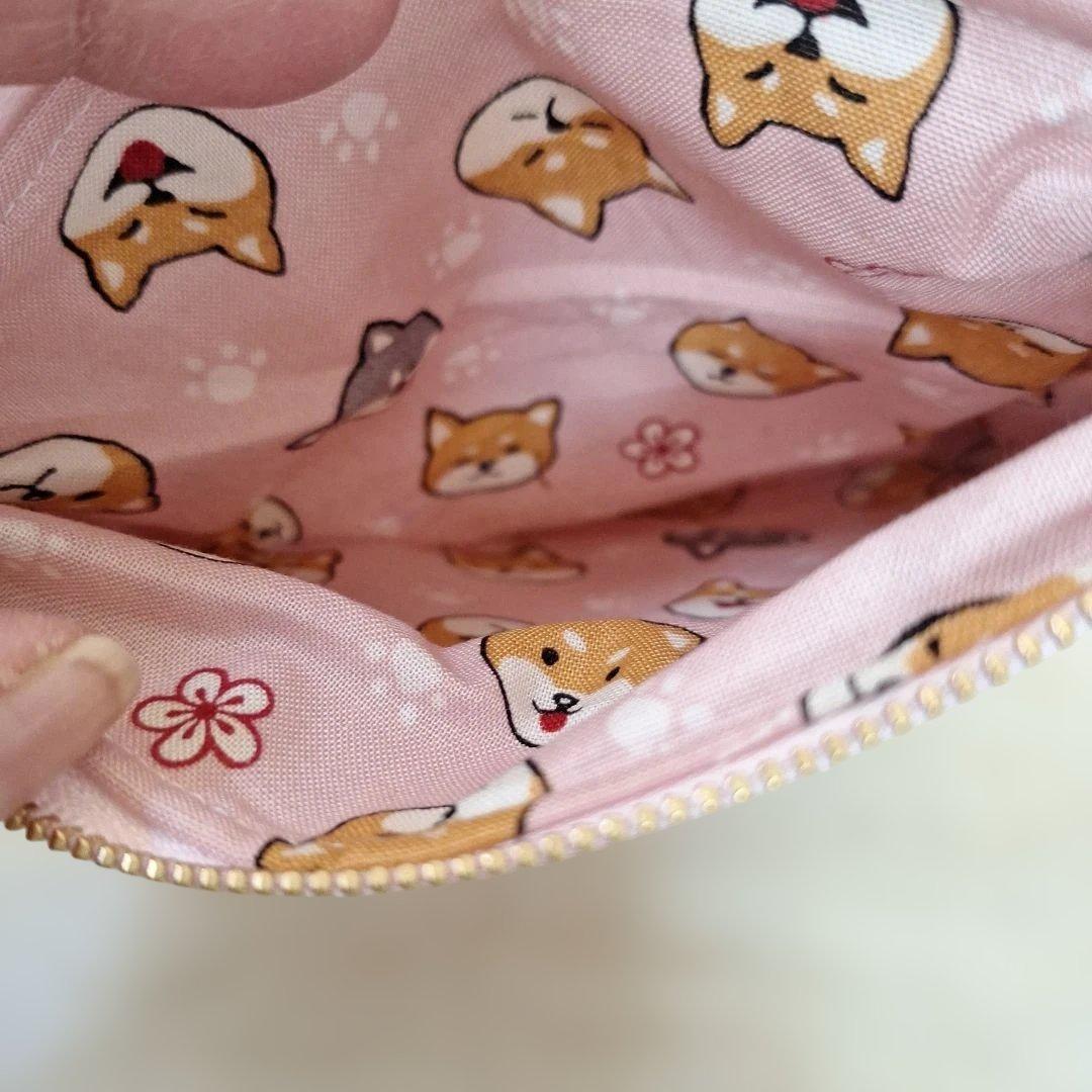 激レア柴犬パネル生地　ハンドメイド　ミニバック　フラットポーチ