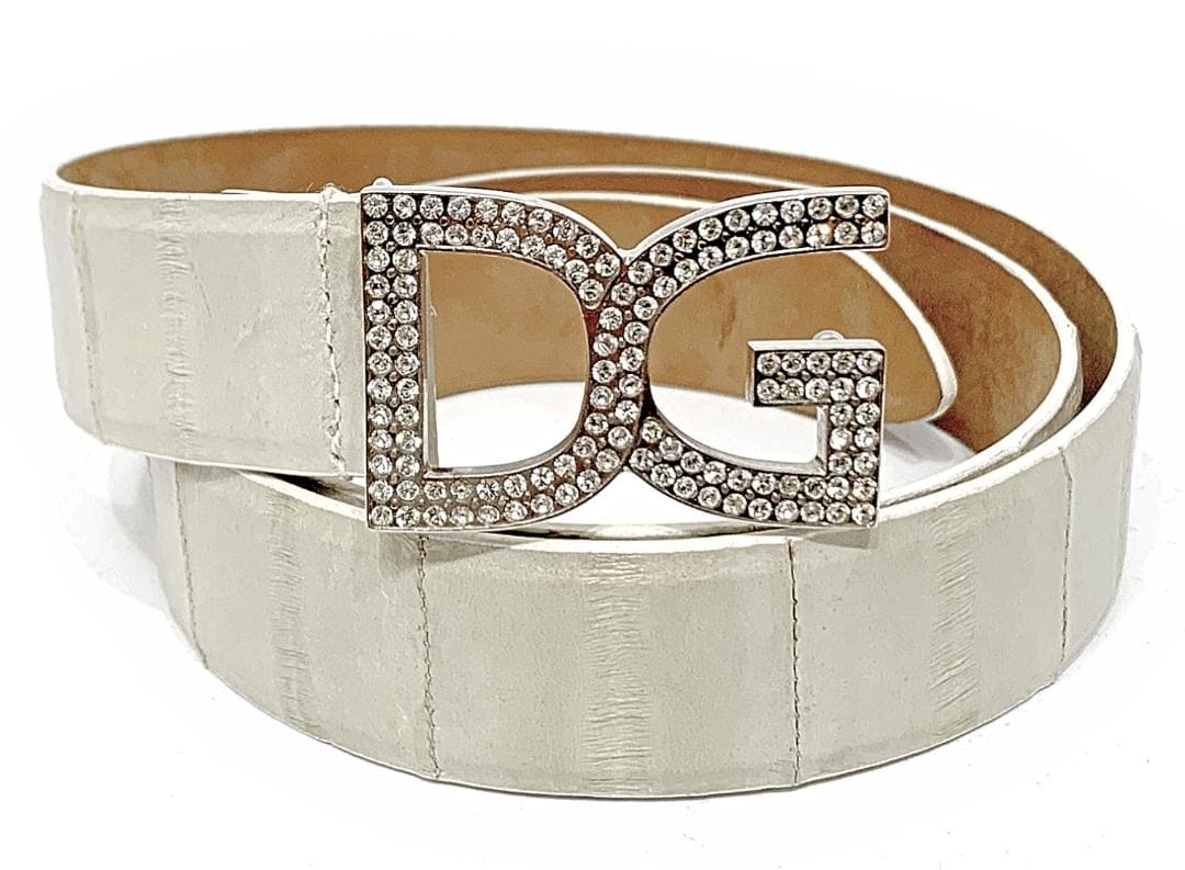 正規品]ドルチェ＆ガッバーナ DG ラインストーンバックルベルト 男女兼用[美品