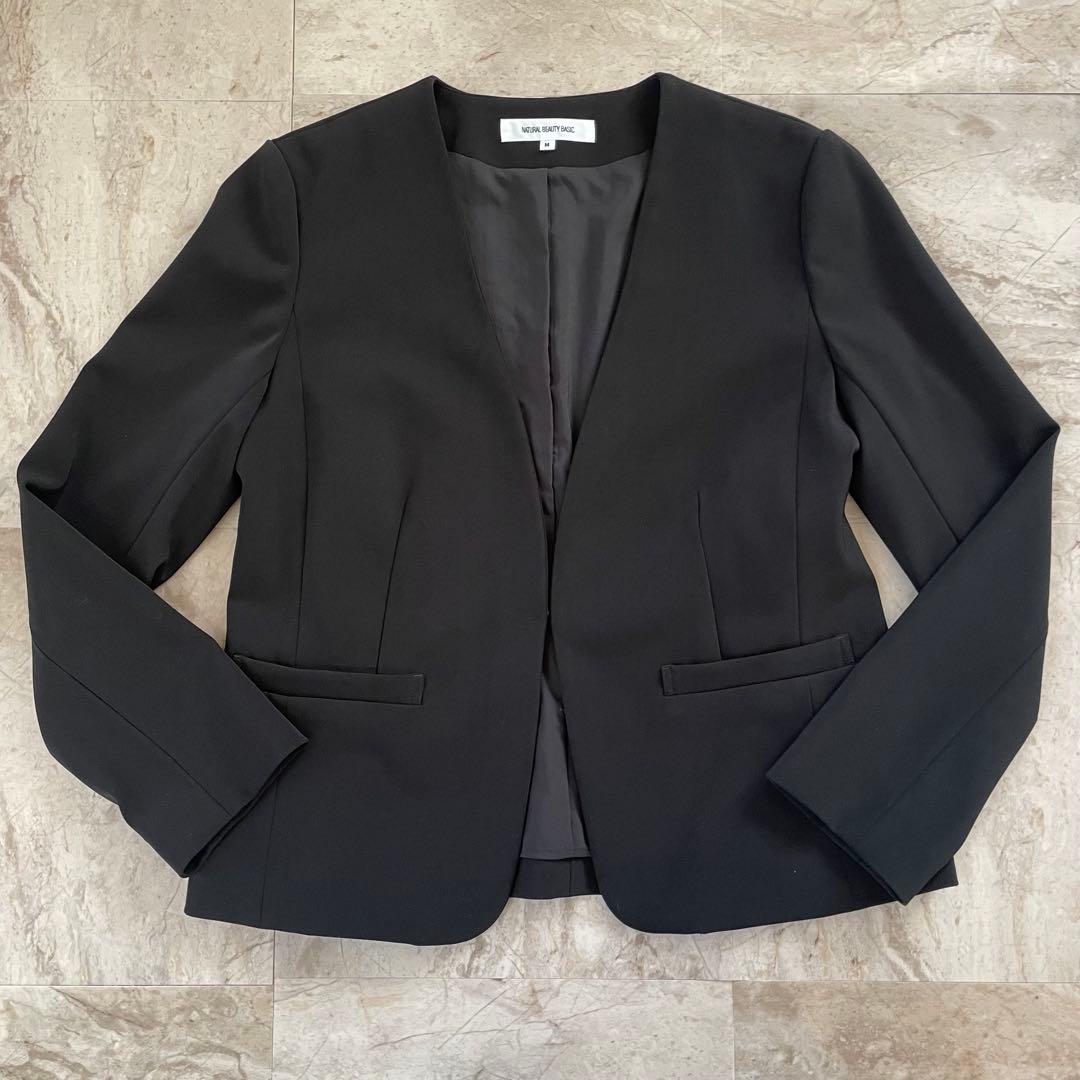 【美品】NATURAL BEAUTY BASIC ブラック ビジネススーツ M