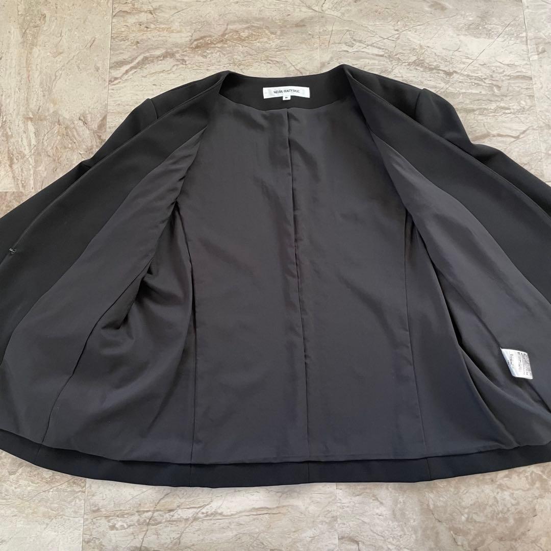 【美品】NATURAL BEAUTY BASIC ブラック ビジネススーツ M