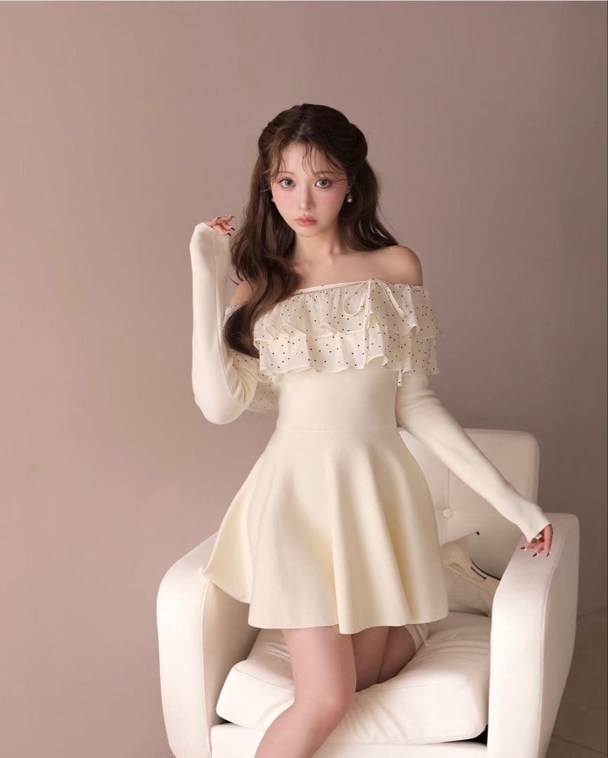 ワンピース M me eme Petite Dot Frill onepiece