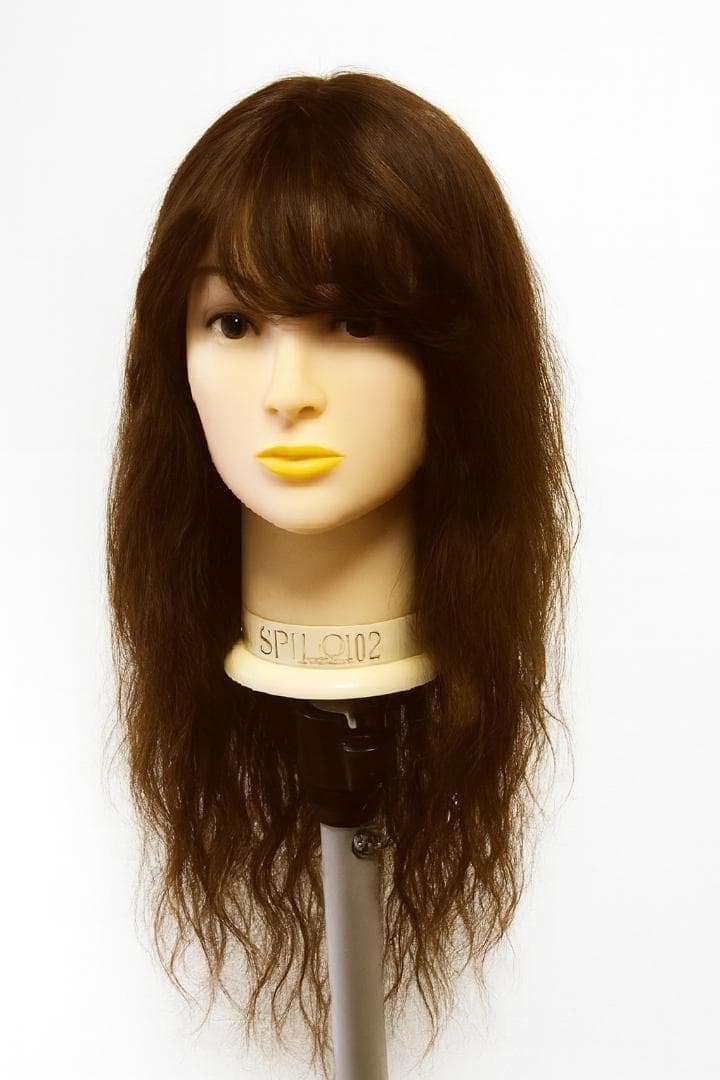 まま　新品　人毛　セットレス　ウィッグ　人工皮膚付ききロング　Ｍサイズ