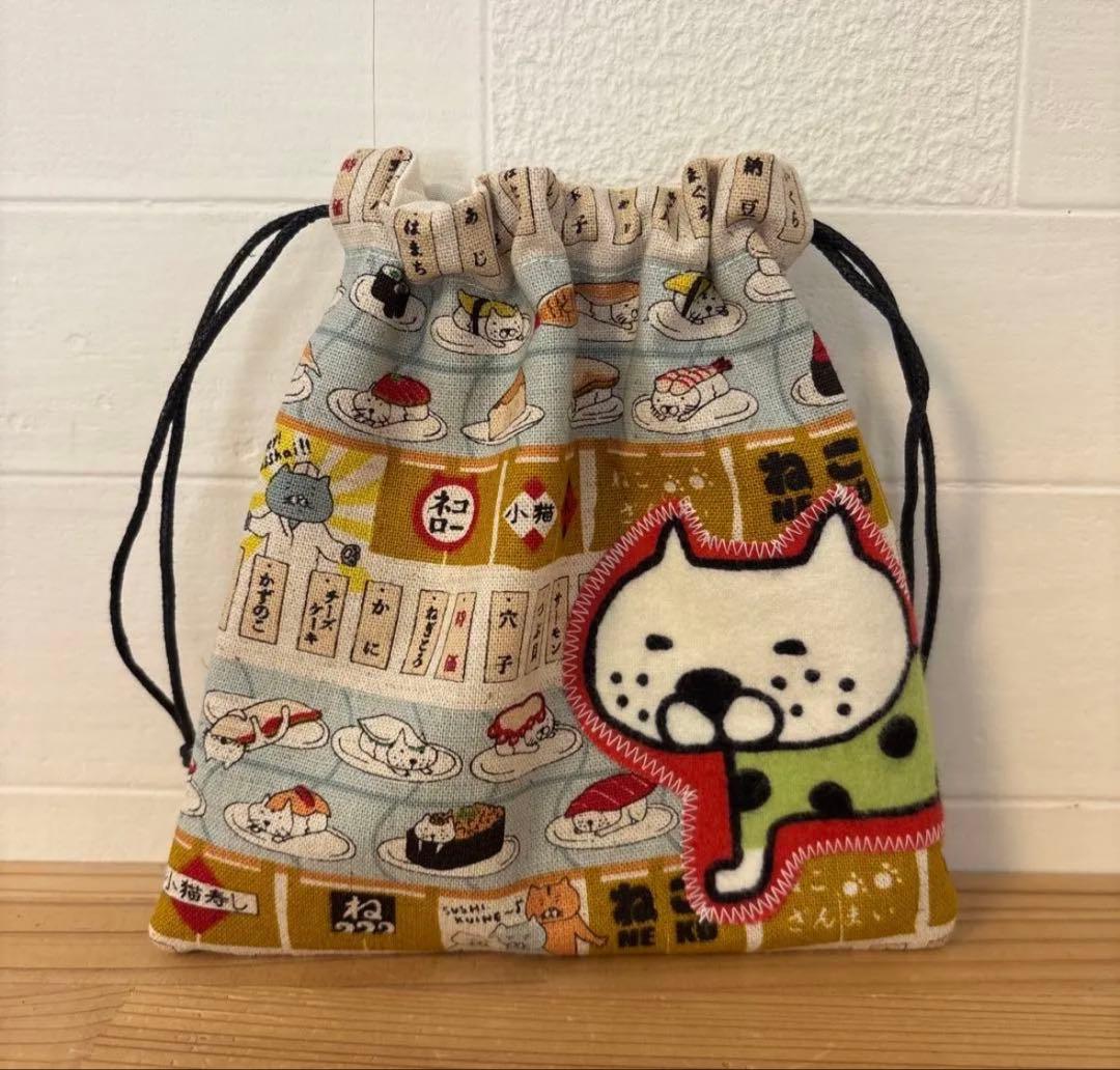 感謝価格　猫柄　巾着　ペンポーチ　小物入れ　ハンドメイド