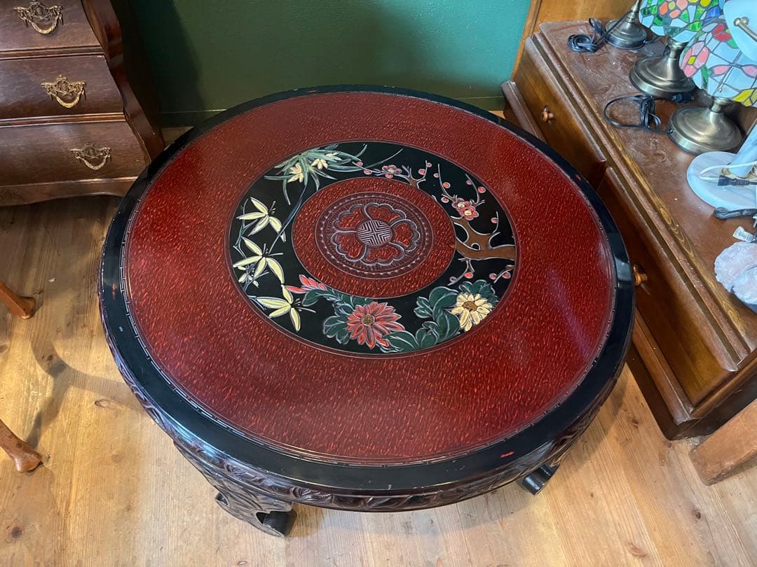 鎌倉彫 座卓 ちゃぶ台 テーブル インテリア アンティーク 昭和レトロ