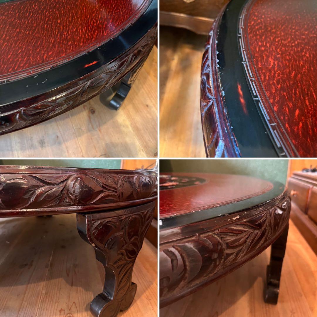 鎌倉彫 座卓 ちゃぶ台 テーブル インテリア アンティーク 昭和レトロ