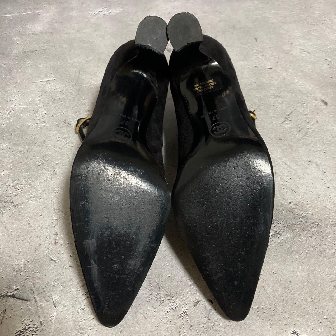 美品　シャネル　CHANEL （37） ダブルストラップ　パンプス　スウェード