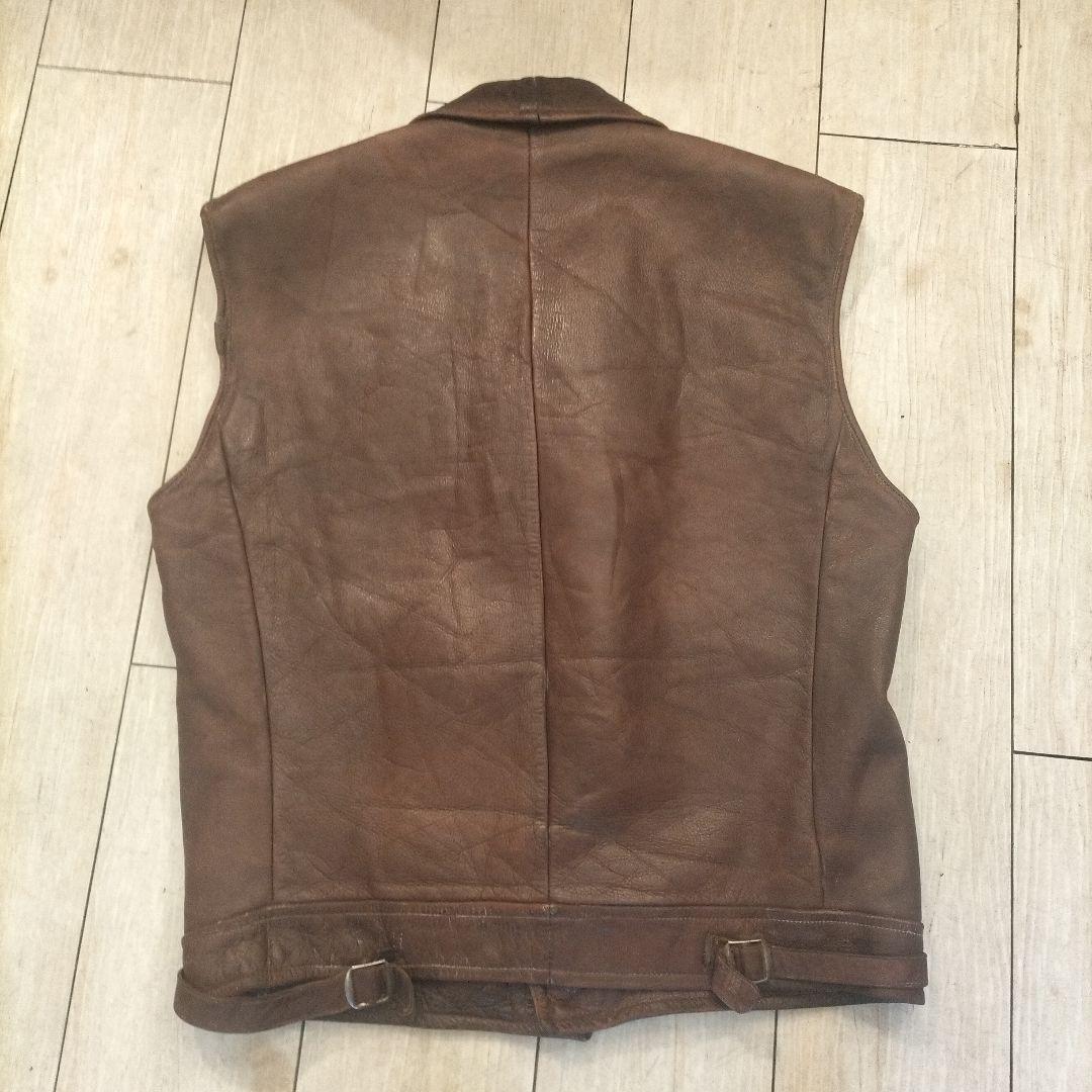 【売切】1940年代　ホースハイド　レザーベスト　ビンテージ　クルミボタン