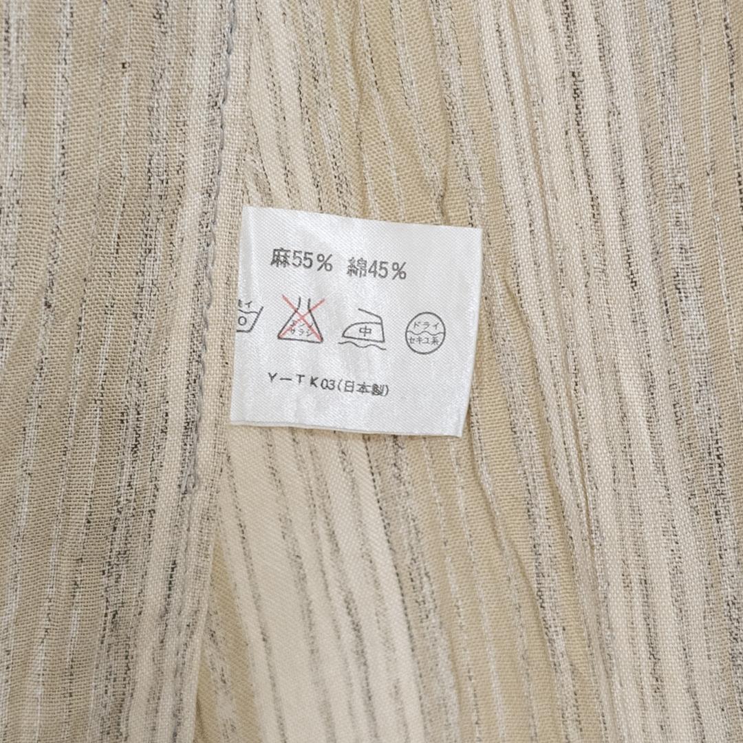 まる ※R7SK684 浴衣 夏物 薄物 ベージュ カーキ 縦縞 綿麻