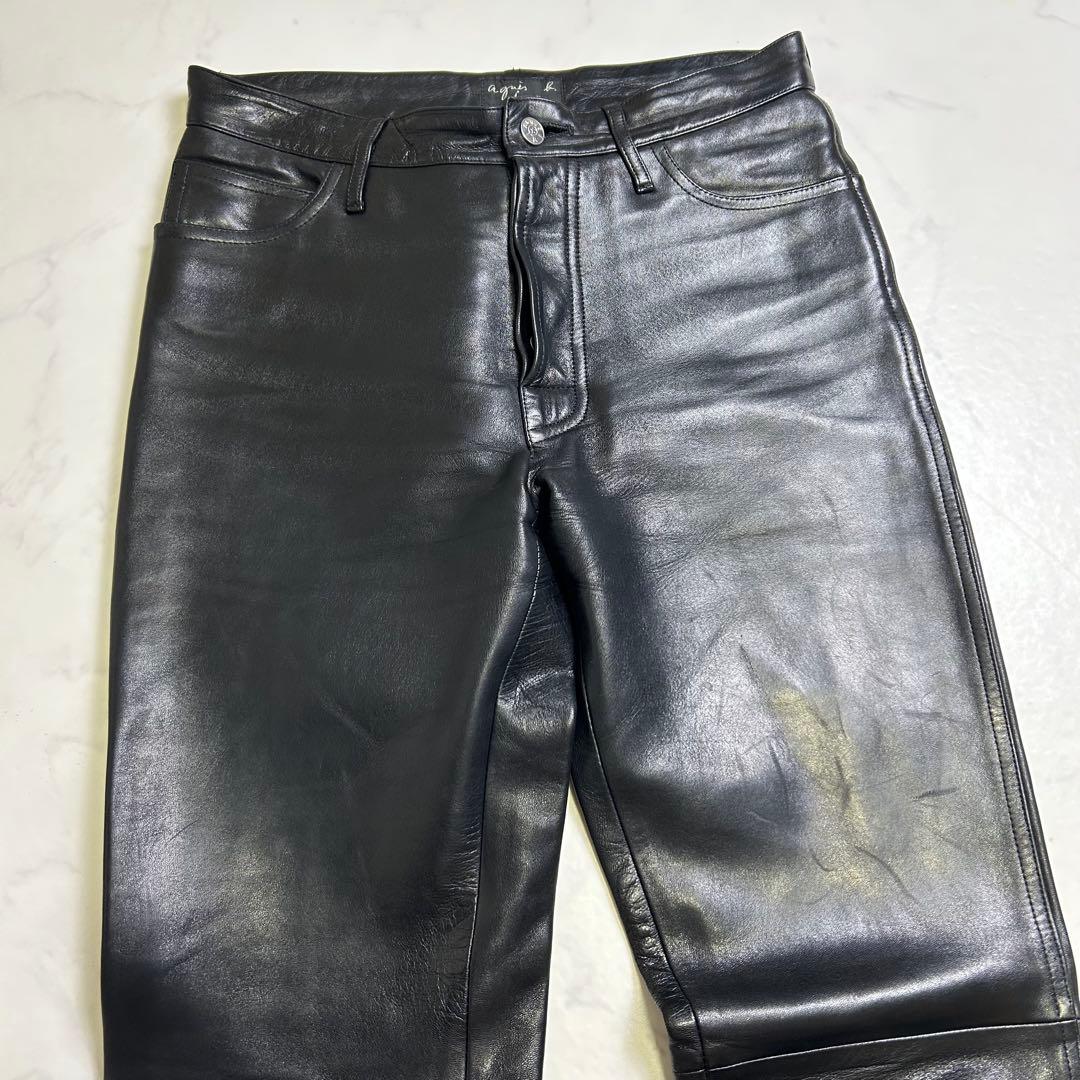 【90s】フランス製 アニエスベーオム レザーパンツ 38 羊革 サンライズ期