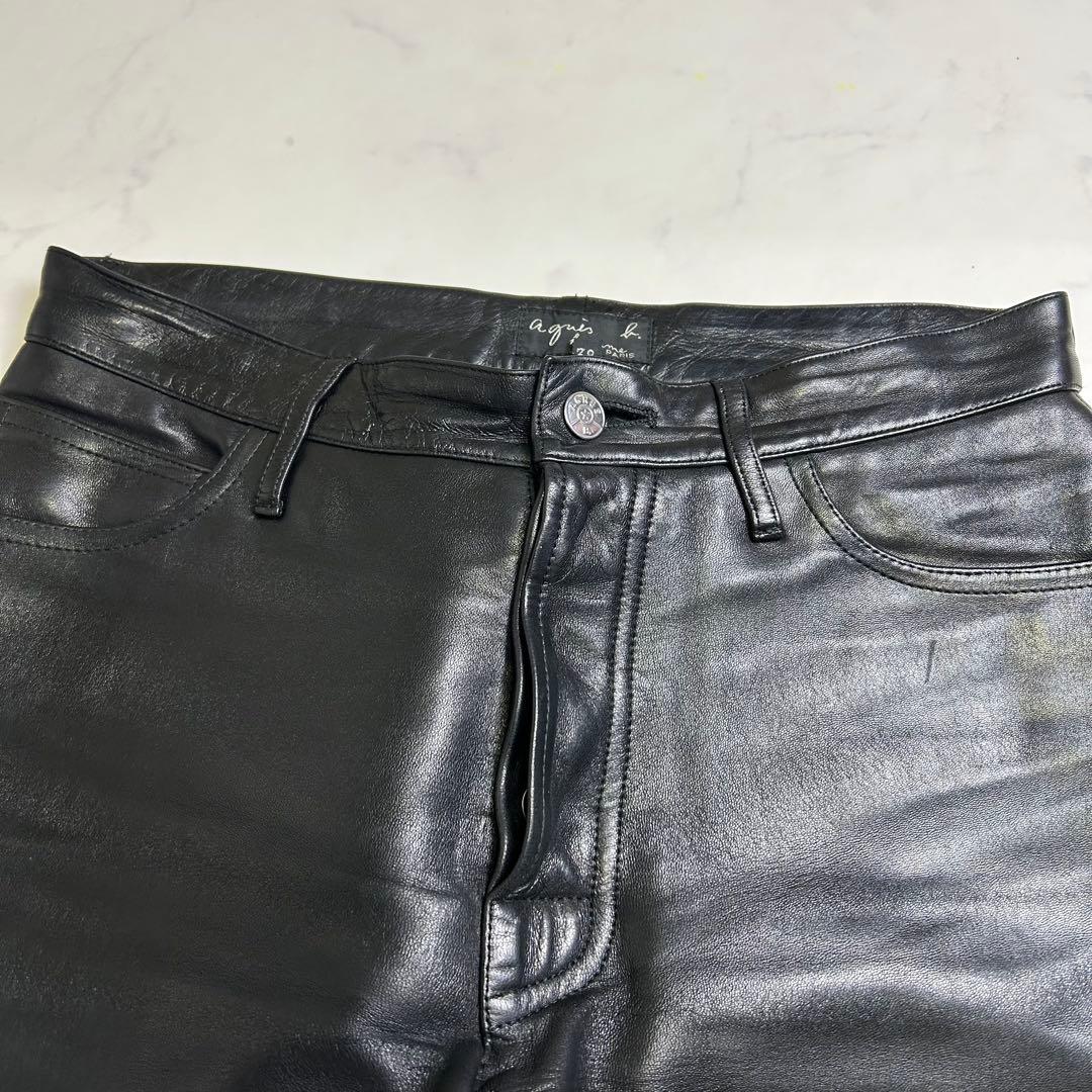 【90s】フランス製 アニエスベーオム レザーパンツ 38 羊革 サンライズ期