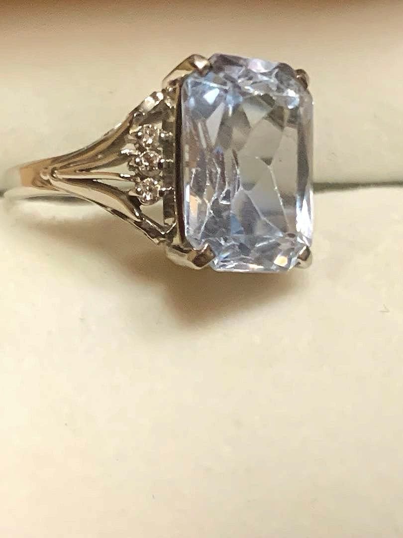 アクセサリー PT Aquamarine Ring + Diamonds