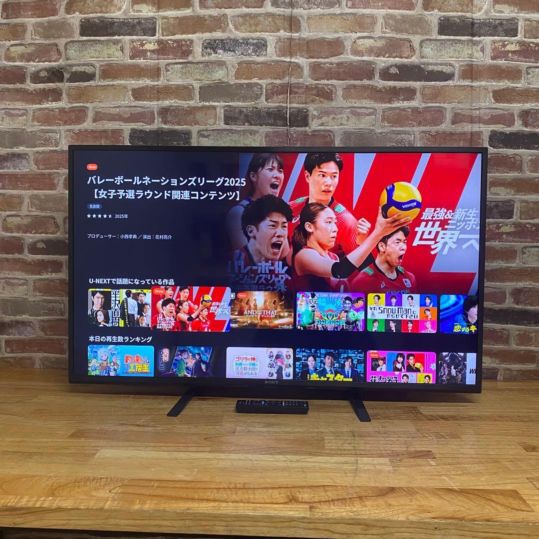 SONY 43V型 4K チューナーレス 液晶テレビ BRAVIA 動画アプリ○