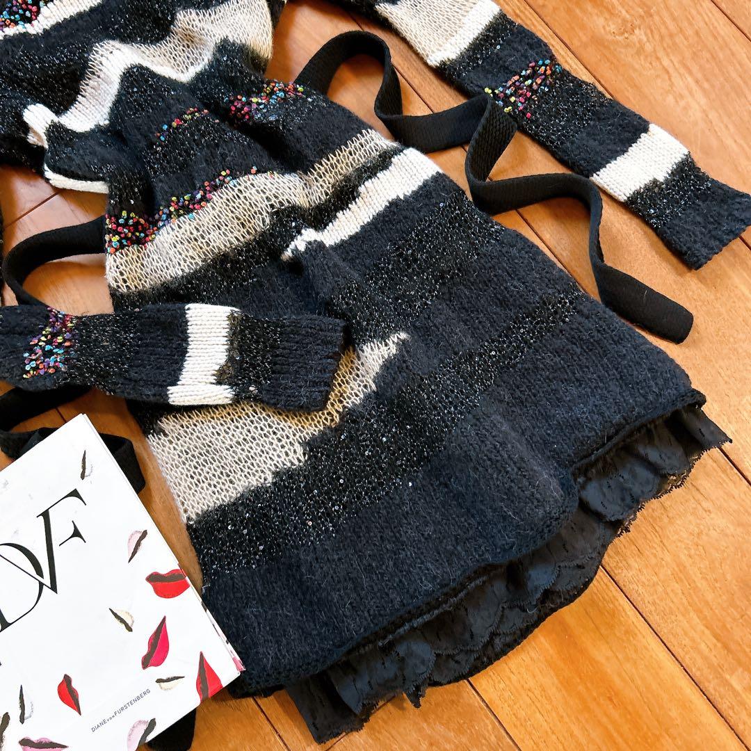 ダイアンフォンファステンバーグ　ニットワンピース　ラップドレス　ブラック　M