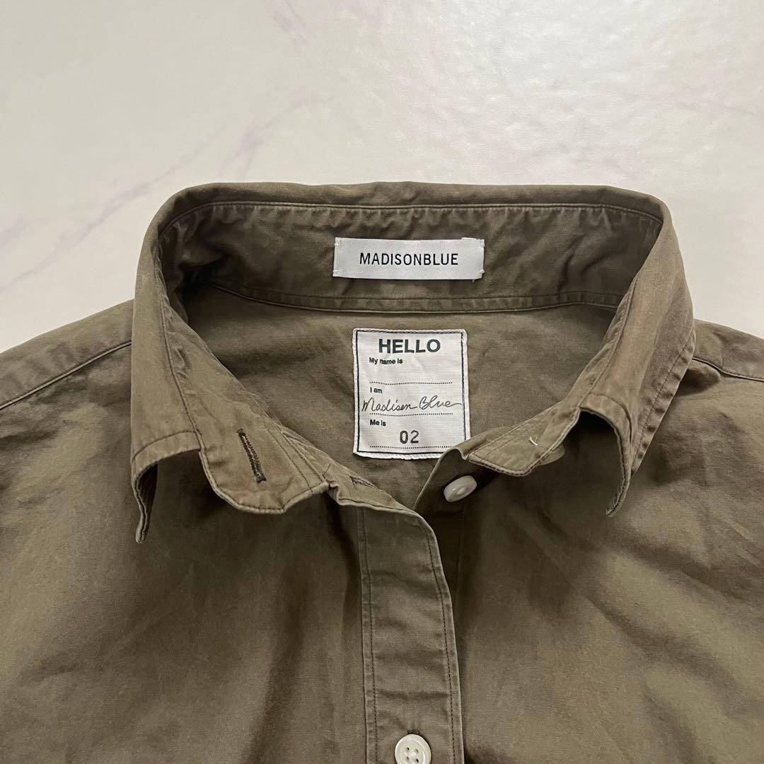 希少　02サイズ　マディソンブルー　マダムシャツウォッシュアウト　カーキ　B刺繍