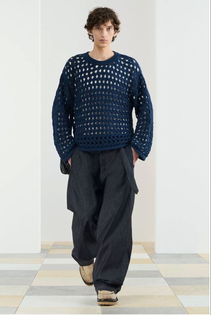 ★新品未使用タグ付きZARA SRPLS ネイビー メッシュ編み セーター【L】